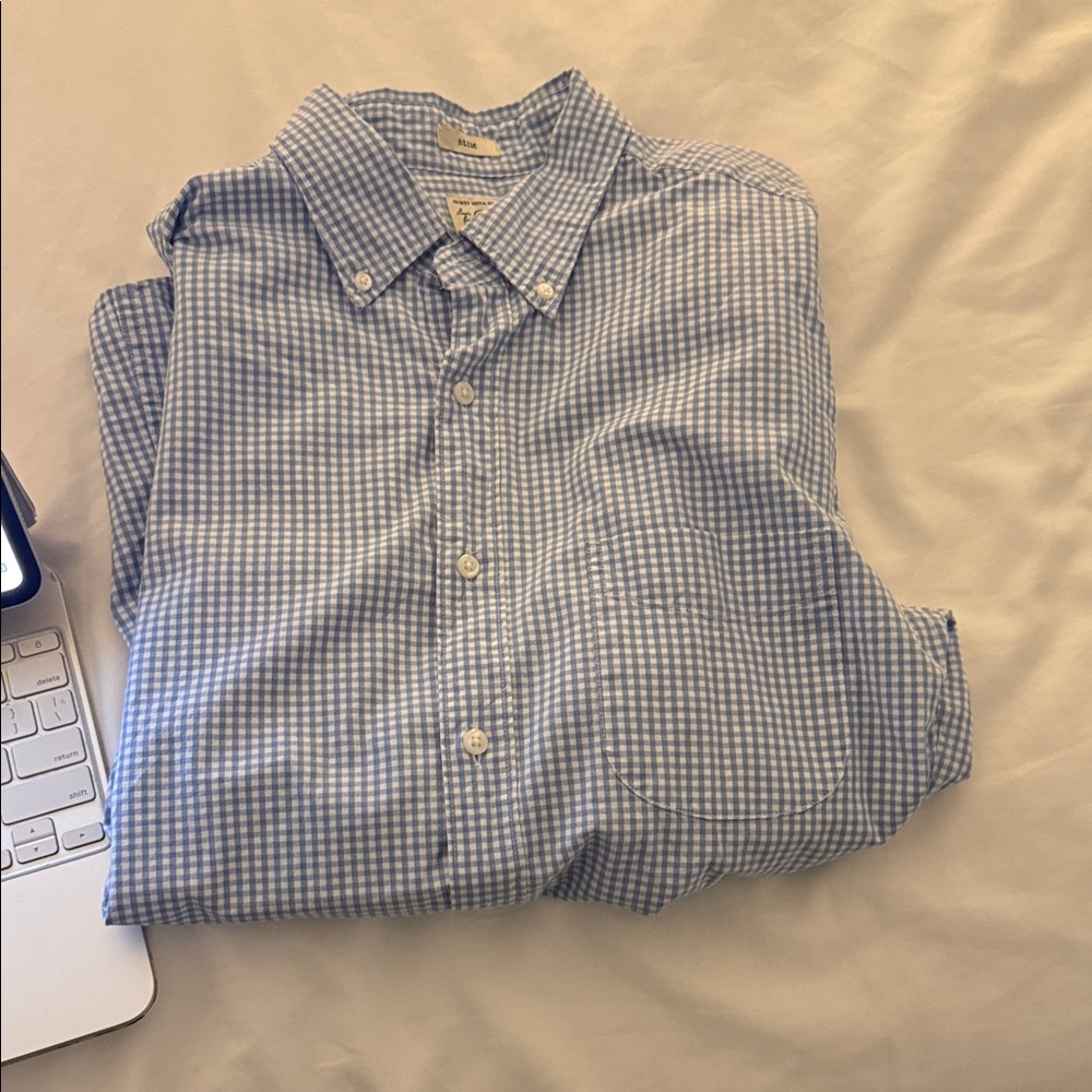 J. Crew Light Blue Gingham Men's Shirt